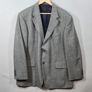 Cricketeer Sport Coat Mens 46R Gray Herringbone Wool Camel Blend‎ 2 Button Lined